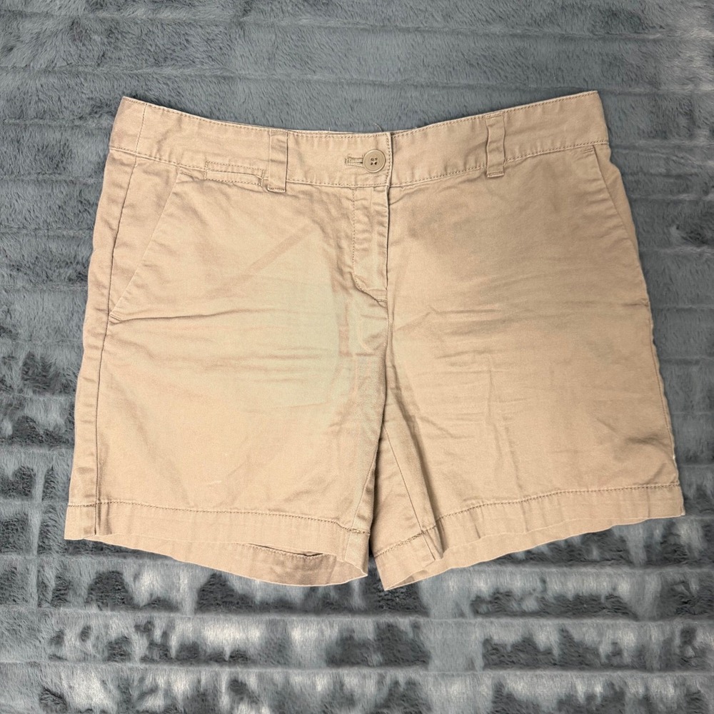 Ann Taylor LOFT Original Khaki Chino Shorts Tan Size 4 Mid Rise Cotton Twill